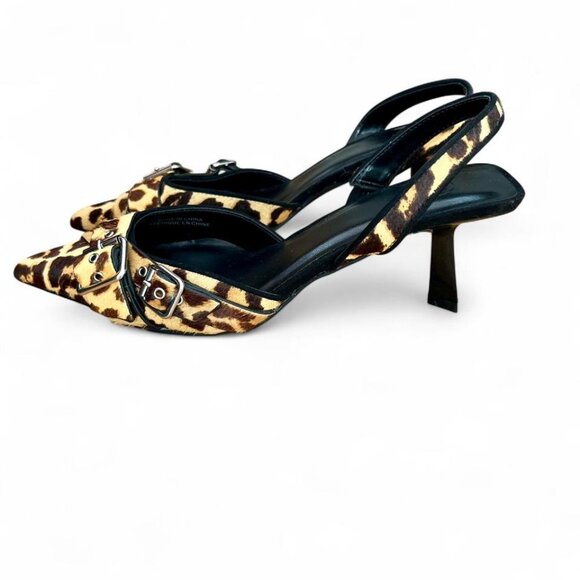 Leopard Print Kitten Heels Y2K Urban Outfitters Lizzie Slingbacks (Size 6) - Picture 2 of 5